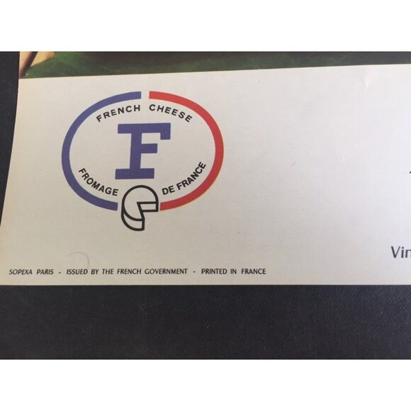 Vintage 1970’s Wine & Cheese Poster Art Pomme De France Haut Medoc Wine Camembet - Picture 2 of 7